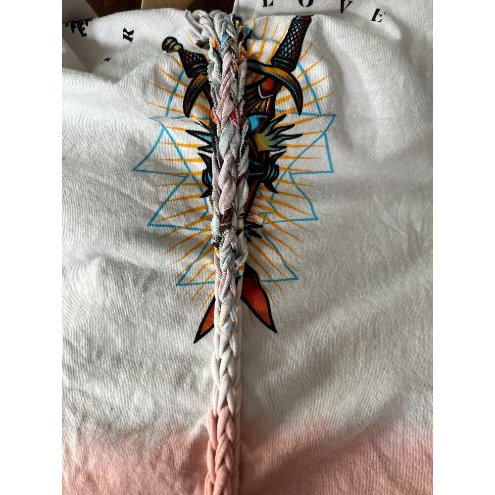 Affliction T-Shirt Sacred Oath Biker Tattoo color block peach  XL - Picture 10 of 12